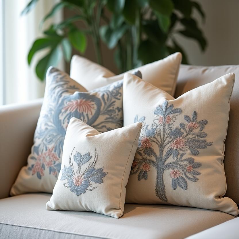 Cuscini personalizzati in villa di lusso